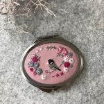 7×6楕円刺繍コンパクトミラー 桜文鳥