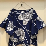紫陽花咲く浴衣＊大人可愛い＊ギャザースリーブのトップス＊着物リメイク＊ハンドメイド＊