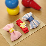【Kids＆baby】夏色のmini miniリボンヘアクリップ３点セット（滑り止め付）