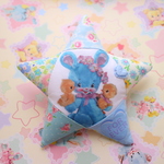 hana*ハンドメイド★パッチワーク七夕お星さまクッション♪ブルーうさちゃん