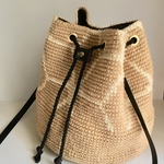 ジュート(麻)バケツショルダーバッグ 大 ベージュアニマル