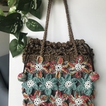 (sale)41.夏糸のカラフル花モチーフ巾着タイプバッグ