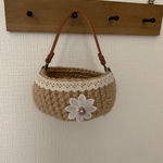 持ち手付き麻紐かご