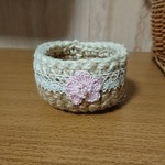 専用ページ。ピンクお花の麻の小物入れ♪