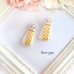 dot satin ribbon flower bijou ピアスorイヤリングor樹脂ピアス