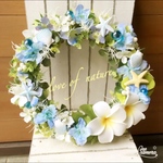 【再販】夏色♡プルメリアのナチュラルリース♡夏リース*・゜゜・*:.。*・゜゜・*:.。