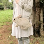 うさぎのショルダーバッグ(マチなし)　ベージュ[フラワーさん]