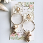 クリアフラワーとつぼみ&フープーピアス     レジンアクセサリー