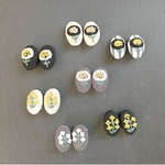再販2【受注製作】刺繍イヤリング／刺繍ピアス「オハナ」「ミモザ」