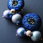 ＜lucy～イロドル惑星～＞刺繍ピアス◎ナイトクルーズ/星空散歩★アレルギー対応/ロングポスト変更可能