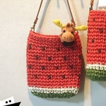 【受注製作】スイカ柄麻ひもミニポーチ