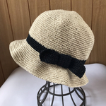 手編みカンカン帽風  ペーパーヤーン  ベージュ