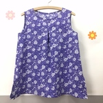 YUWA 綿ローンリップル ノースリーブ ゆったり ブラウス