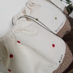 りんご刺繍の保冷・保温バッグ☆長方形・レッド☆