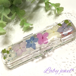 ＊押し花印鑑ケース＊可愛い小花たち(紫陽花いろいろ)