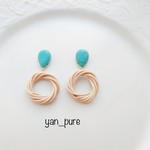 ラタン×ターコイズ ピアス /イヤリング