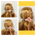 ドール用バレッタピンク薔薇