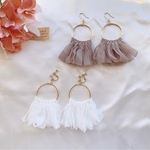 チュールタッセルとシンプルフープのピアス♡