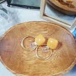 再販♡レトロオレンジとクリアフラワーピアス/サージカルステンレス/ 送料無料