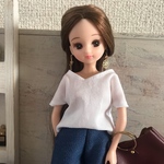 リカちゃん服♡Ｖネック白カットソー♡単品♡リアルクローズ  