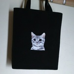 yuko様オーダー品刺繍バッグ黒（アメリカンショートヘア）