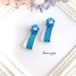 dot satin ribbon flower bijou ピアスorイヤリングor樹脂ピアス