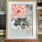 絹に描く猫の似顔絵イメージイラスト 2L判サイズ