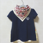 再15販☆オシャレgirlのよだれかけ☆森ピンク×麻綿ガーゼ