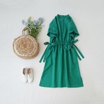 【再販ラスト】リネンスキッパーワンピース　green