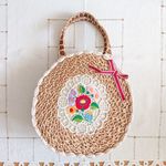 カロチャ刺繍のドイリーを使ったサークルBAG