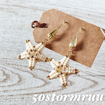 星とシェルのフックピアス(アイボリー)