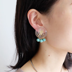 【 chimie vintage-471】ドイツヴィンテージクリアとスワロフスキーエナメル2wayイヤリング・ピアス