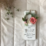 welcome壁掛けホワイト＊サーモンピンクのお花