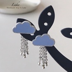 フランス製ボタンの雲&雨のピアス