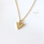 Triangle Motif Cz Gold Necklase