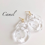 大ぶりクリアチェーンピアス／イヤリング