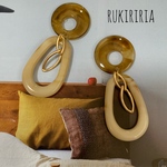 RUKIRIRIA #315 べっこう×ベージュ 大ぶりピアス  チェーンピアス 大ぶりイヤリング 