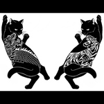 猫 刺青 和柄 ステッカー 3