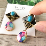 ネイティブ ターコイズ×さざれ石 ピアス/イヤリング