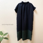 SALE！！リネンのスタンドフリルワンピース