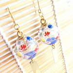 ガラスドーム *金魚・ヨーヨー柄*風鈴ピアス→イヤリング・樹脂ピアス 変更可