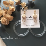 ウッド×クリアフープピアス(イヤリング対応)