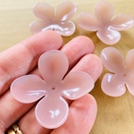 ピンク  4弁 四つ葉 アクリル フラワー 大きい目 ビーズ キャップ 4個 セット