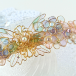 (8cm)紫陽花と夢色の蝶バレッタ　～pale tone～