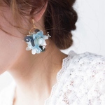 花色ふわり、イヤリング(ピアス) blue 103
