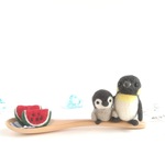 【受注制作】ペンギン親子＆スイカ（スプーンシリーズ＊ちょっと大きめ)☆羊毛フェルト