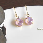 ～Lavender～（送料無料/ピアス/ノンホールピアス/イヤリング/シンプル/大人/綺麗/オフィスピアス/フォーマル/スワロフスキーガラス/紫）