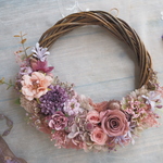 Romantique vieux rose＊ハーフムーンリース＊プリザーブドフラワー＊アンティーク＊リース＊お花＊ギフト＊結婚祝い＊記念日＊新築祝い＊引っ越し祝い