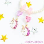 再販♡ユニコーン×きらきらハートのキッズイヤリング[PINK]
