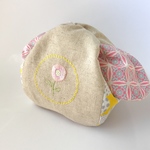 きゅっとぷち袋  花刺繍×北欧柄【Mサイズ】